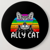 Ally Cat Rainbow Sunglasses LGBT Gay Pride 缶バッジ (正面)