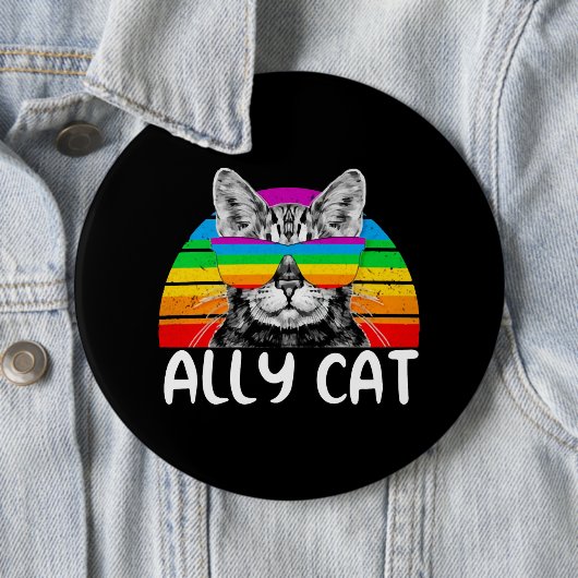 Ally Cat Rainbow Sunglasses LGBT Gay Pride 缶バッジ (インサイチュ)
