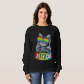 Ally Cat Straight LGBT Supporter Gay Pride Ally Ra スウェットシャツ (正面フル)