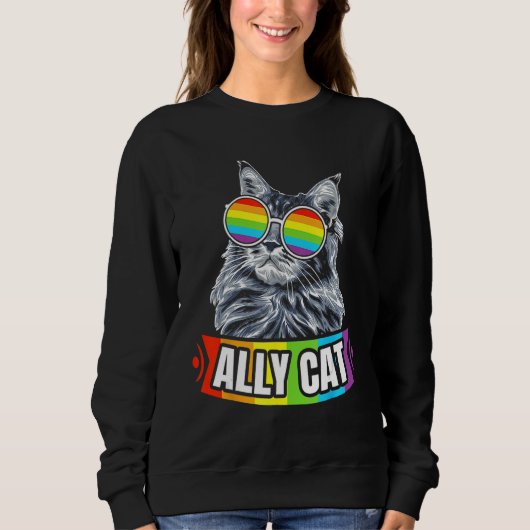 Ally Cat Straight LGBT Supporter Gay Pride Ally Ra スウェットシャツ (正面)