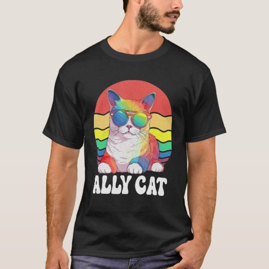 Ally Cat Straight LGBT Supporter Gay Pride Ally Ra Tシャツ (正面)
