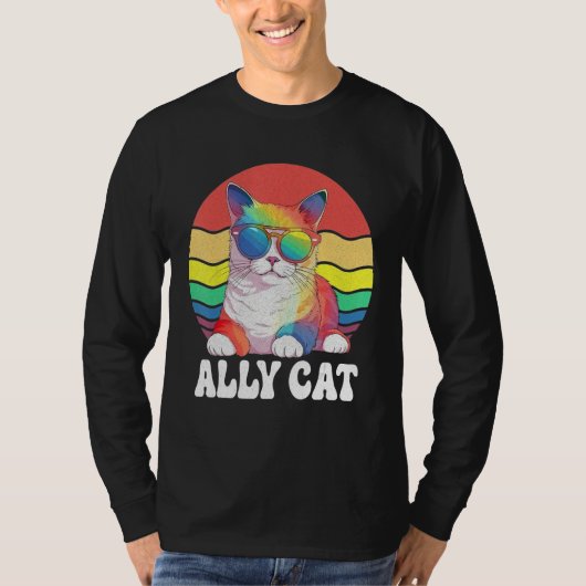 Ally Cat Straight LGBT Supporter Gay Pride Ally Ra Tシャツ (正面)
