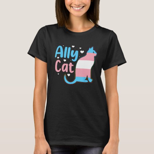 Ally Cat TransgenderプライドCat Kitten LGBT Trans Tシャツ (正面)