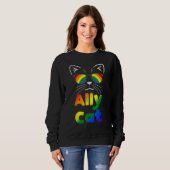 Ally Cat Transgender Trans Pride Stuff Flag Transs スウェットシャツ (正面フル)