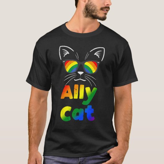 Ally Cat Transgender Trans Pride Stuff Flag Transs Tシャツ (正面)