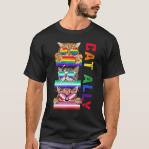 Ally Cats Cute Lgbtゲイレインボープライドフラッグボーイズ私 Tシャツ