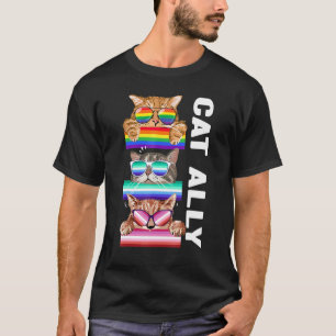 Ally Cats Three Lgbt Gay Rainbow Pride Flag Boys メ Tシャツ