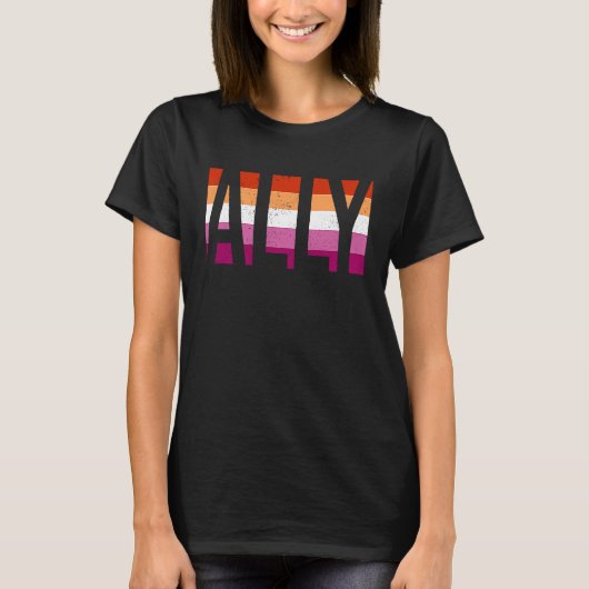 Ally Gay Pride Month LGBT Lesbian Flag Equal Right Tシャツ (正面)
