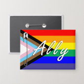 Ally LGBTQ+安全ピンボタン 缶バッジ (正面/裏面)
