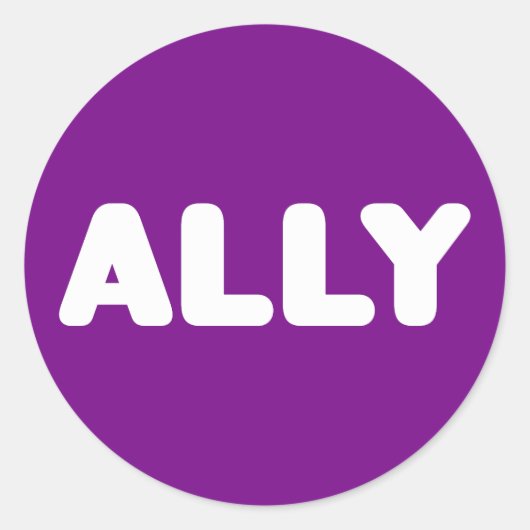 Ally LGBTQ Straight Ally Spirit Day White & Purple ラウンドシール (正面)