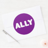 Ally LGBTQ Straight Ally Spirit Day White & Purple ラウンドシール (封筒)