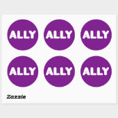 Ally LGBTQ Straight Ally Spirit Day White & Purple ラウンドシール (シート)