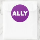 Ally LGBTQ Straight Ally Spirit Day White & Purple ラウンドシール (バッグ)