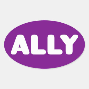 Ally LGBTQ Straight Ally Spirit Day White & Purple 楕円形シール