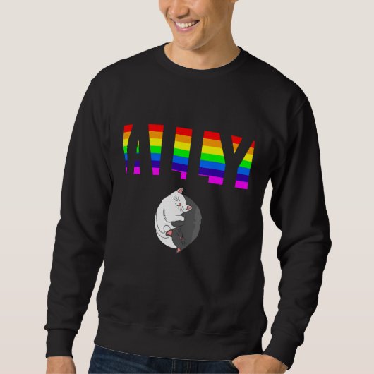 Ally Pride LGBTQ Equality Rainbow Lesbian Gay Tran スウェットシャツ (正面)