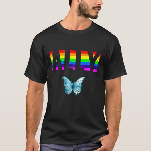 Ally Pride LGBTQ Equality Rainbow Lesbian Gay Tran Tシャツ (正面)