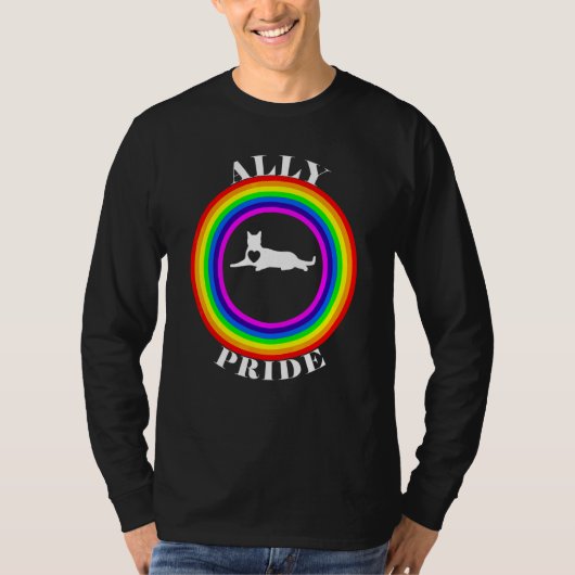Ally Pride LGBTQ Equality Rainbow Lesbian Gay Tran Tシャツ (正面)