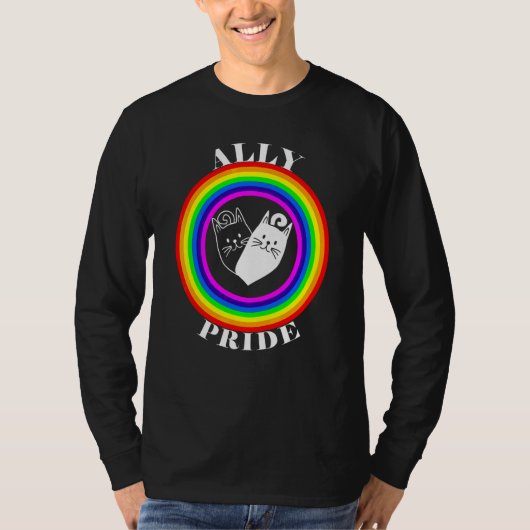 Ally Pride LGBTQ Equality Rainbow Lesbian Gay Tran Tシャツ (正面)