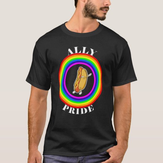 Ally Pride LGBTQ Equality Rainbow Lesbian Gay Tran Tシャツ (正面)