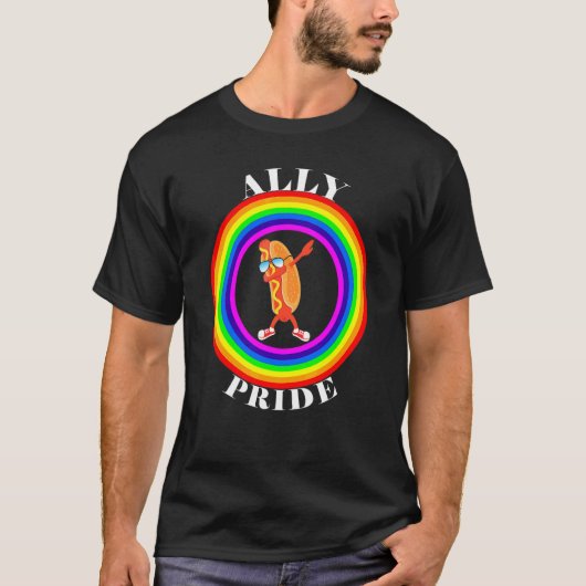 Ally Pride LGBTQ Equality Rainbow Lesbian Gay Tran Tシャツ (正面)