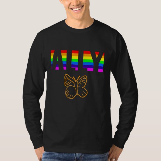Ally Pride LGBTQ Equality Rainbow Lesbian Gay Tran Tシャツ (正面)