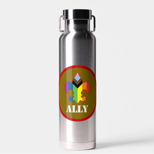 Ally Progress Pride Fleur-de-Lis Water Bottle ウォーターボトル (正面)