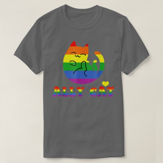 Allycat LGBTプライド月猫AllyプライドRainb Tシャツ (デザイン正面)