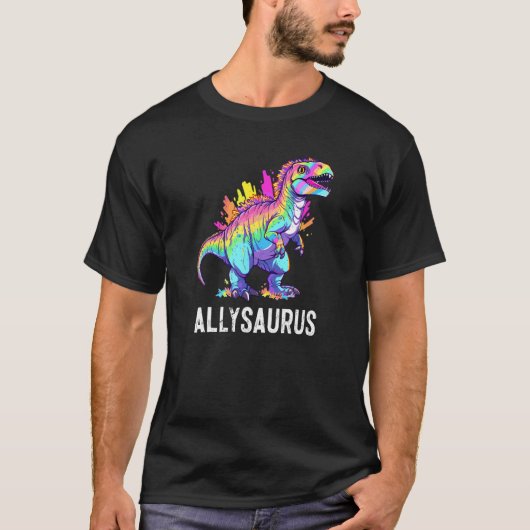 Allysaurus Dinosaur Funny Dino Ally Pride Equality Tシャツ (正面)