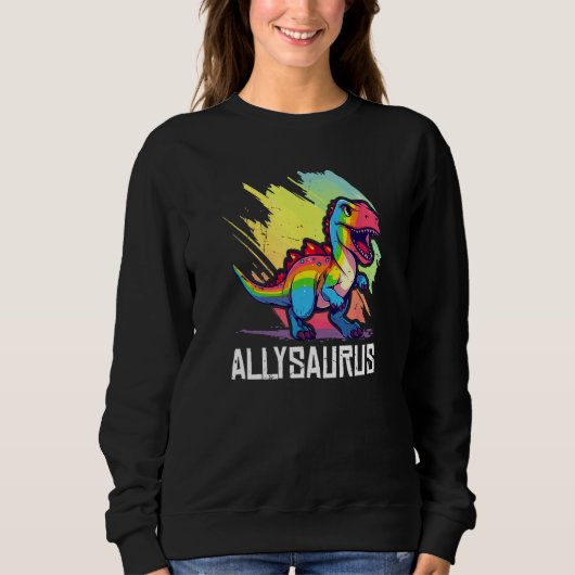 Allysaurus Dinosaur Funny Dino Graphic Ally Equali スウェットシャツ (正面)