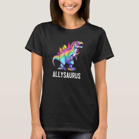 Allysaurus Dinosaur Funny Dino Rainbow Equality LG Tシャツ (正面)