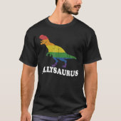 Allysaurus dinosaur in rainbow flag for ally LGBT  Tシャツ (正面)