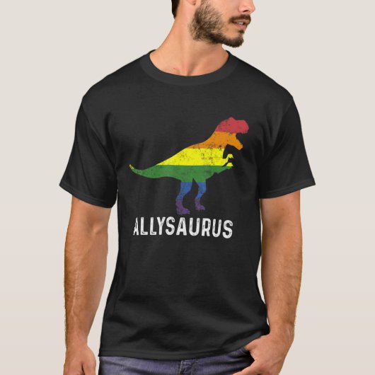 Allysaurus Dinosaur Rainbow Flag For Ally Lgbtq Pr Tシャツ (正面)