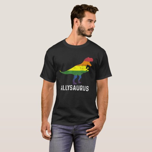 Allysaurus Dinosaur Rainbow Flag For Ally Lgbtq Pr Tシャツ (正面フル)