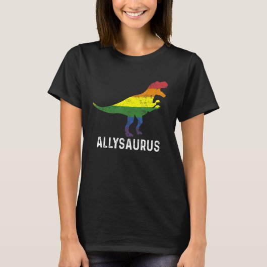 Allysaurus Dinosaur Rainbow Flag For Ally Lgbtq Pr Tシャツ (正面)