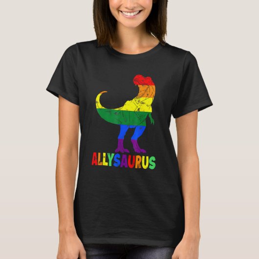 Allysaurus LGB  Dinosaur Rainbow Flag Ally LGBT Pr Tシャツ (正面)