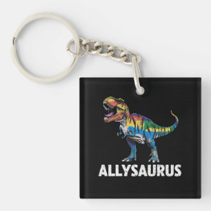 Allysaurus LGBT 恐竜 レインボーフラッグ アライ LGBT キーホルダー