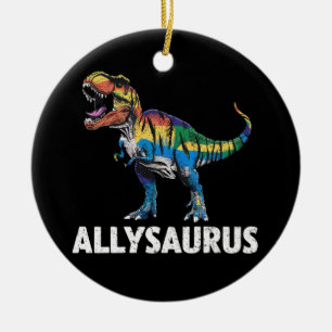 Allysaurus LGBT 恐竜 レインボーフラッグ アライ LGBT セラミックオーナメント