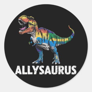 Allysaurus LGBT 恐竜 レインボーフラッグ アライ LGBT ラウンドシール