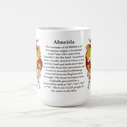 Almeida家族の紋章付き外衣 コーヒーマグカップ (中央)