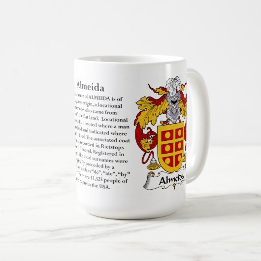 Almeida家族の紋章付き外衣 コーヒーマグカップ (正面右)