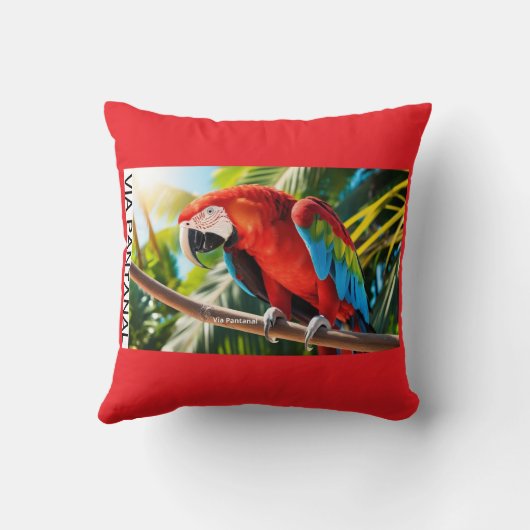 Almofada 40,6 cm x 40,6 cm Arara Vermelha クッション (裏面)