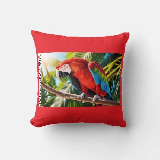 Almofada 40,6 cm x 40,6 cm Arara Vermelha クッション (正面)