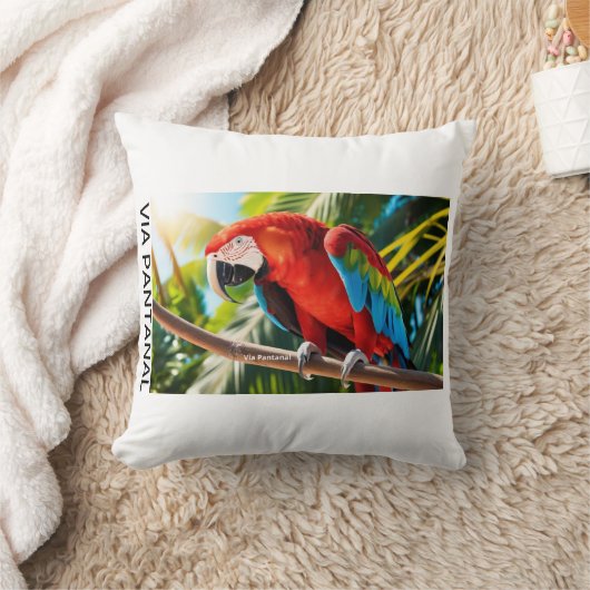 Almofada 40,6 cm x 40,6 cm Arara Vermelha クッション (ブランケット)