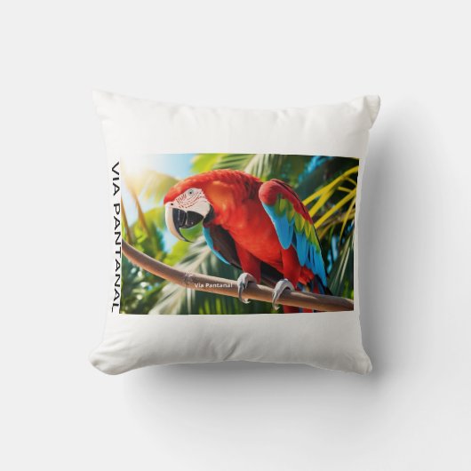 Almofada 40,6 cm x 40,6 cm Arara Vermelha クッション (正面)