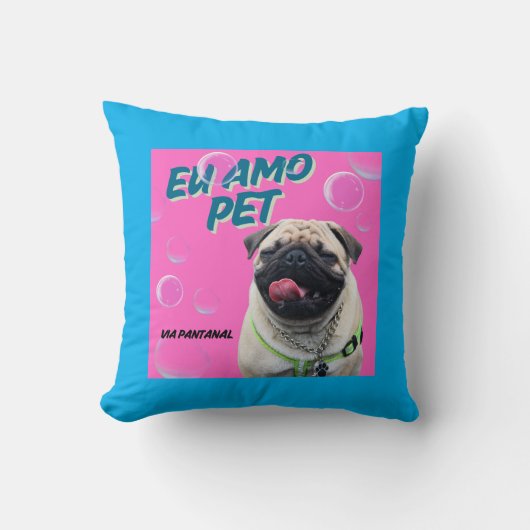 Almofada 40,6 cm x 40,6 cm Pet Azul クッション (正面)