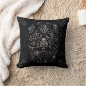 Almofada / Black Pillow 40x40cm diamond Skull クッション (ブランケット)
