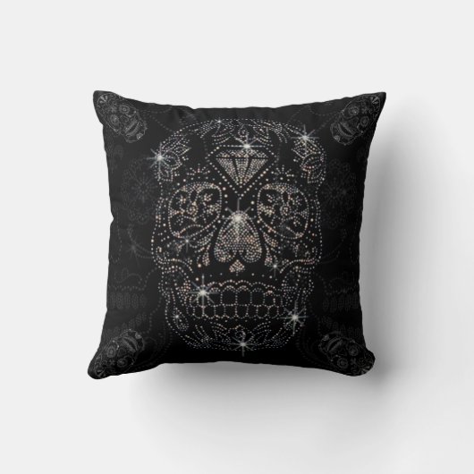 Almofada / Black Pillow 40x40cm diamond Skull クッション (裏面)