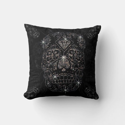 Almofada / Black Pillow 40x40cm diamond Skull クッション (正面)