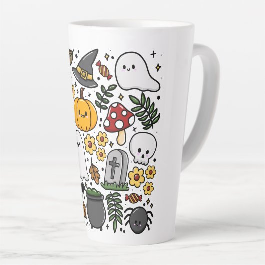 Almofada com estampa fofa de Halloween カフェラテマグ (右アングル)