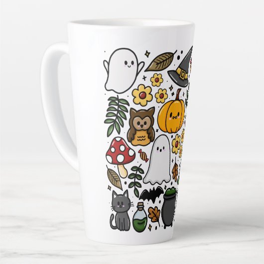 Almofada com estampa fofa de Halloween カフェラテマグ (左アングル)